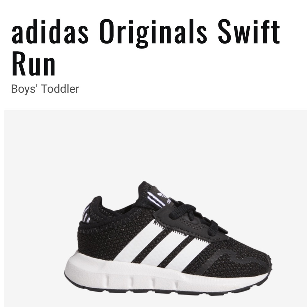 Adidas Swift Run X shoes black white athletic baby shoes